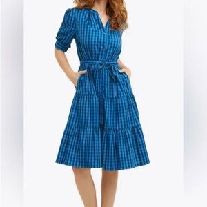 Draper James Loretta Shirtdress Nassau Navy Blue Gingham XXL